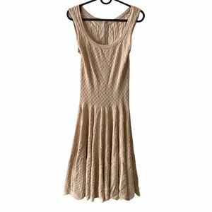 Alaia knit beige fit and flare full skirt dress